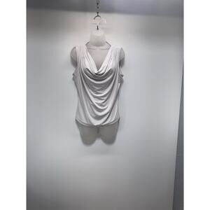 Calvin Klein Draped Neckline Sleeveless Knit Top White Women’s Size XL
